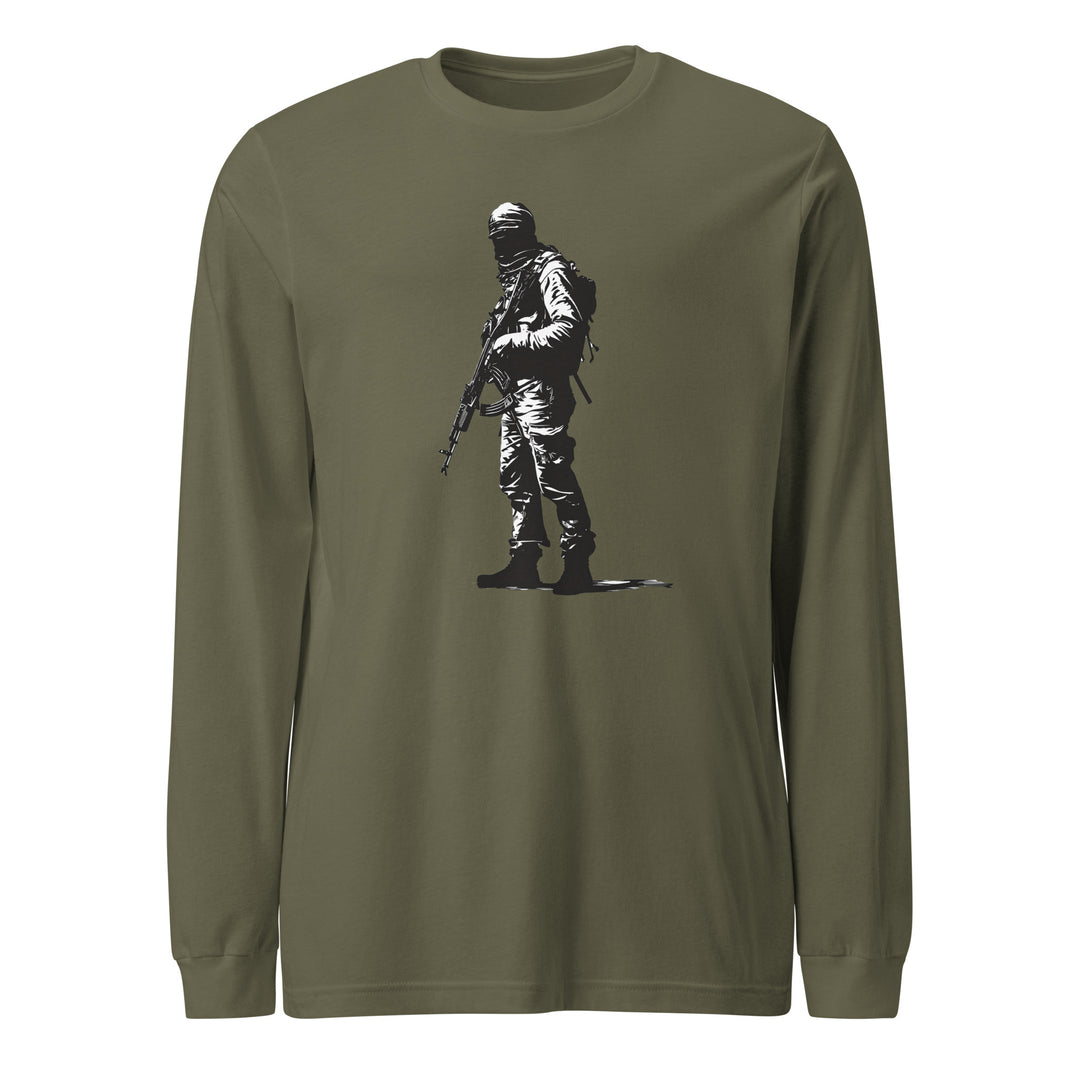 Women Long Sleeve Tee - The Fighter, Military Green