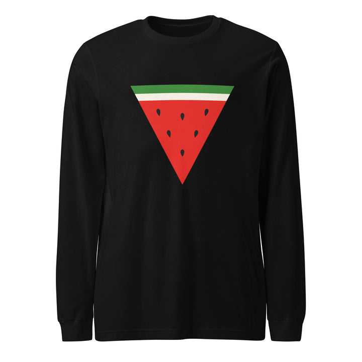 Women Long Sleeve Tee - Triangle Watermelon, Black