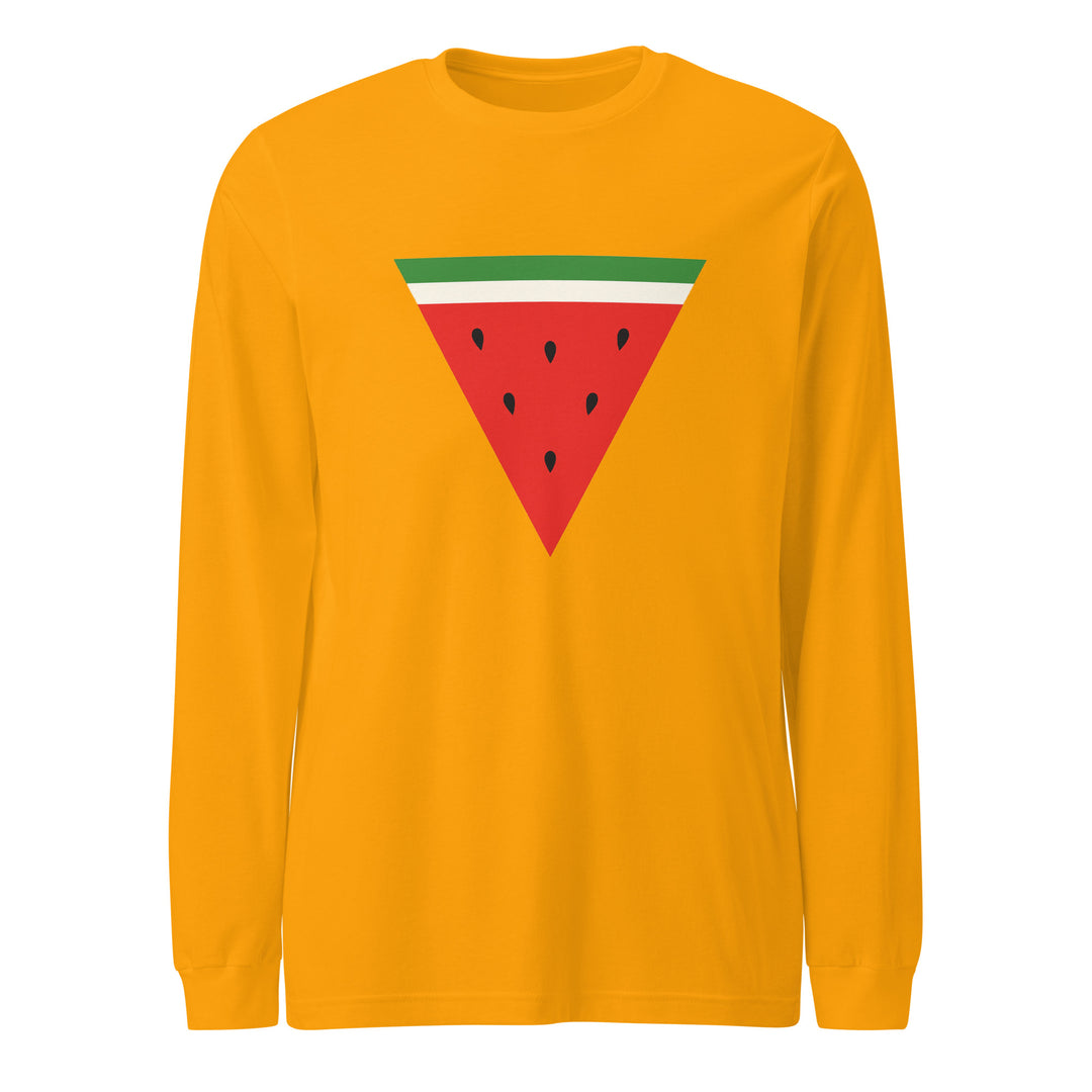Women Long Sleeve Tee - Triangle Watermelon, Gold