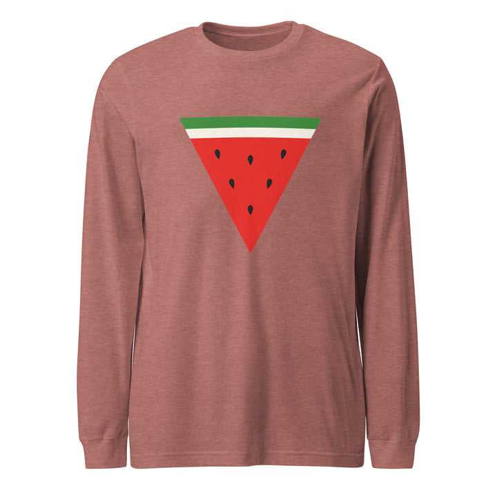 Women Long Sleeve Tee - Triangle Watermelon, Heather Mauve