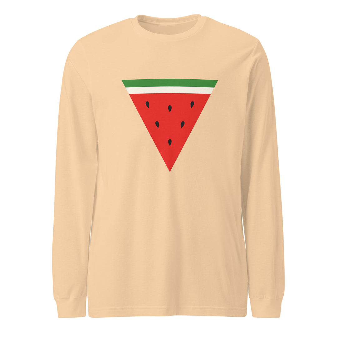 Women Long Sleeve Tee - Triangle Watermelon, Sand Dune