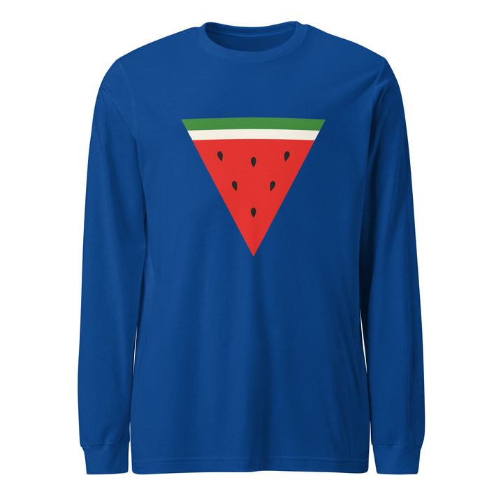 Women Long Sleeve Tee - Triangle Watermelon, True Royal