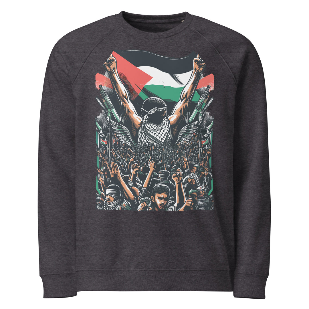 Women organic raglan sweatshirt - Art by Moh, Charcoal Melange
