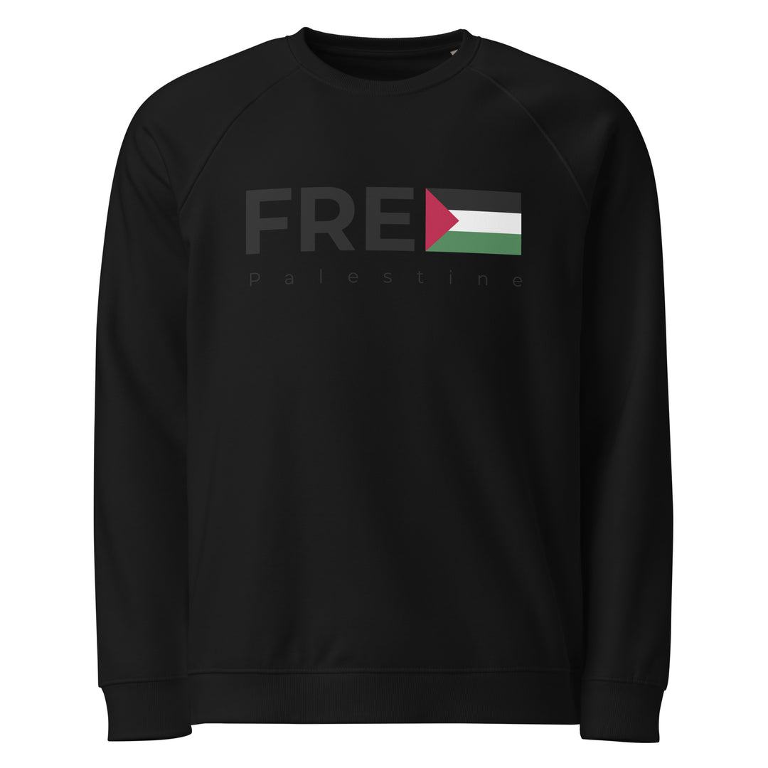 Women organic raglan sweatshirt - Free Palestine, Black