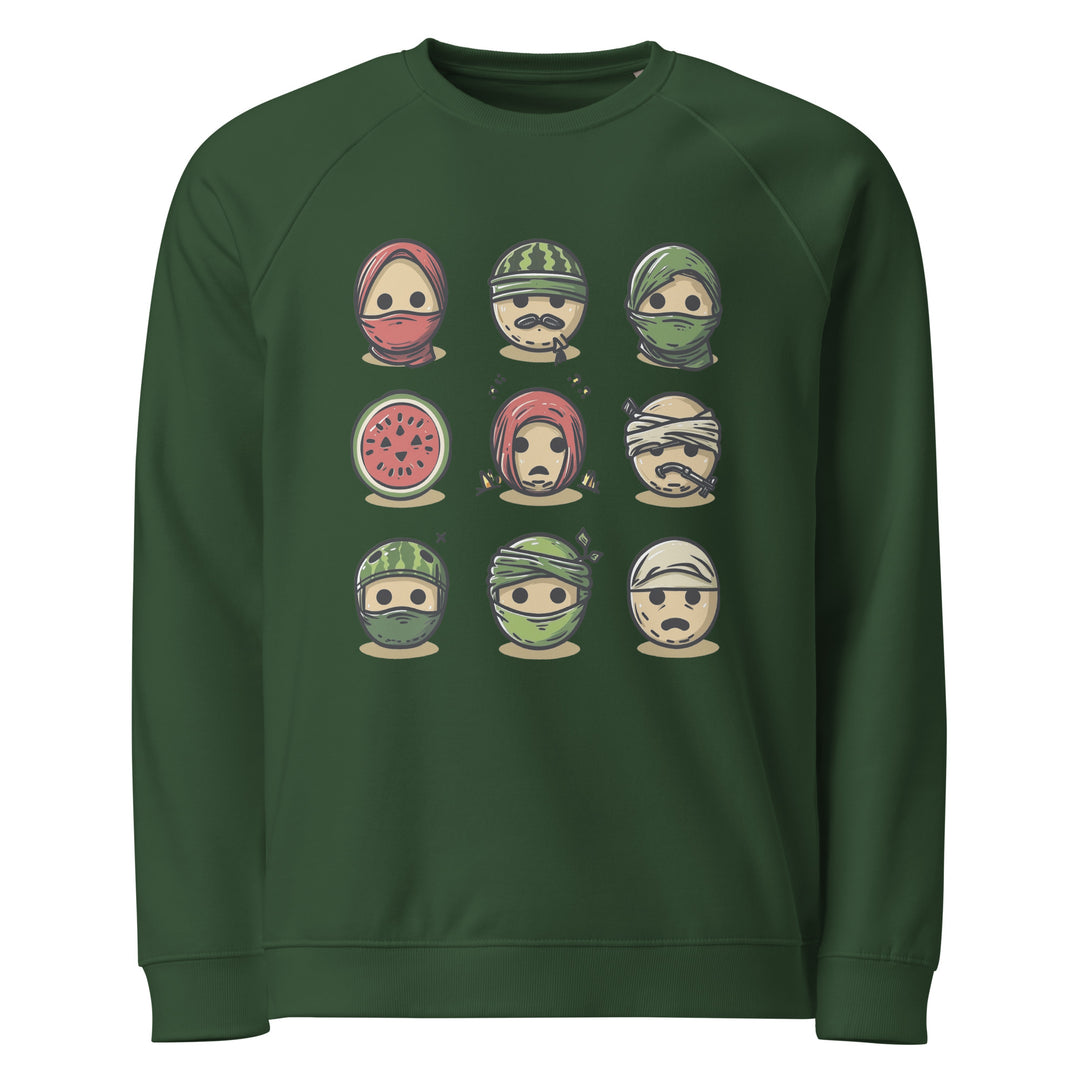 Women organic raglan sweatshirt - Palestine Emoji, Green