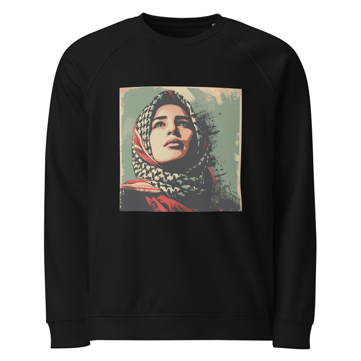 Women organic raglan sweatshirt - Palestine Hope, Black