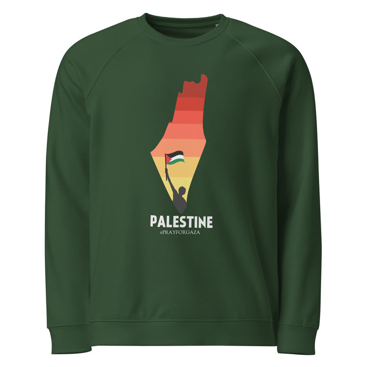 Women organic raglan sweatshirt - Palestine Map, Green