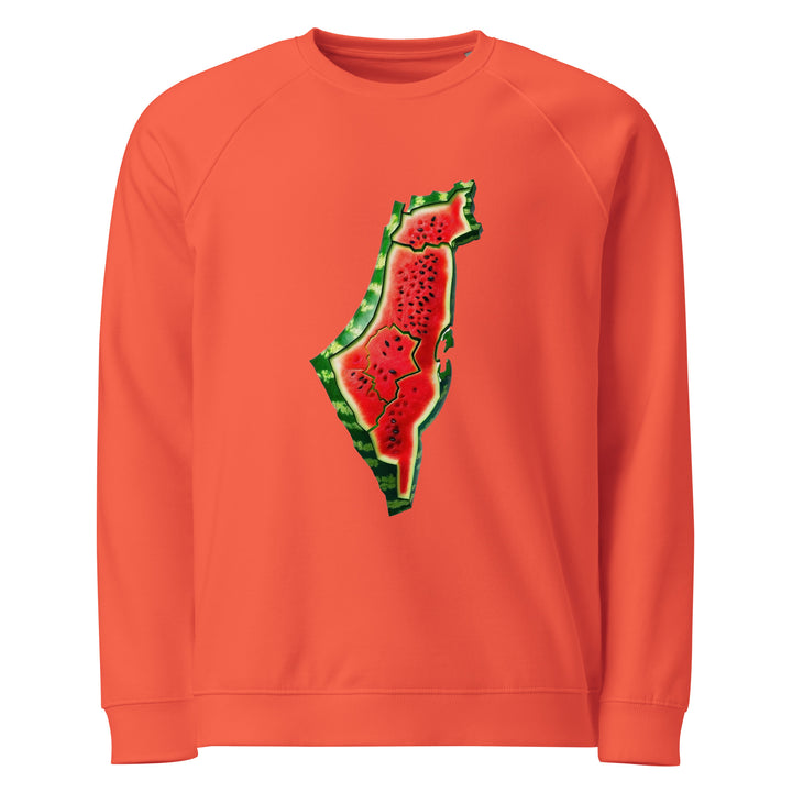 Women organic raglan sweatshirt - Palestine Watermelon, Burnt Orange