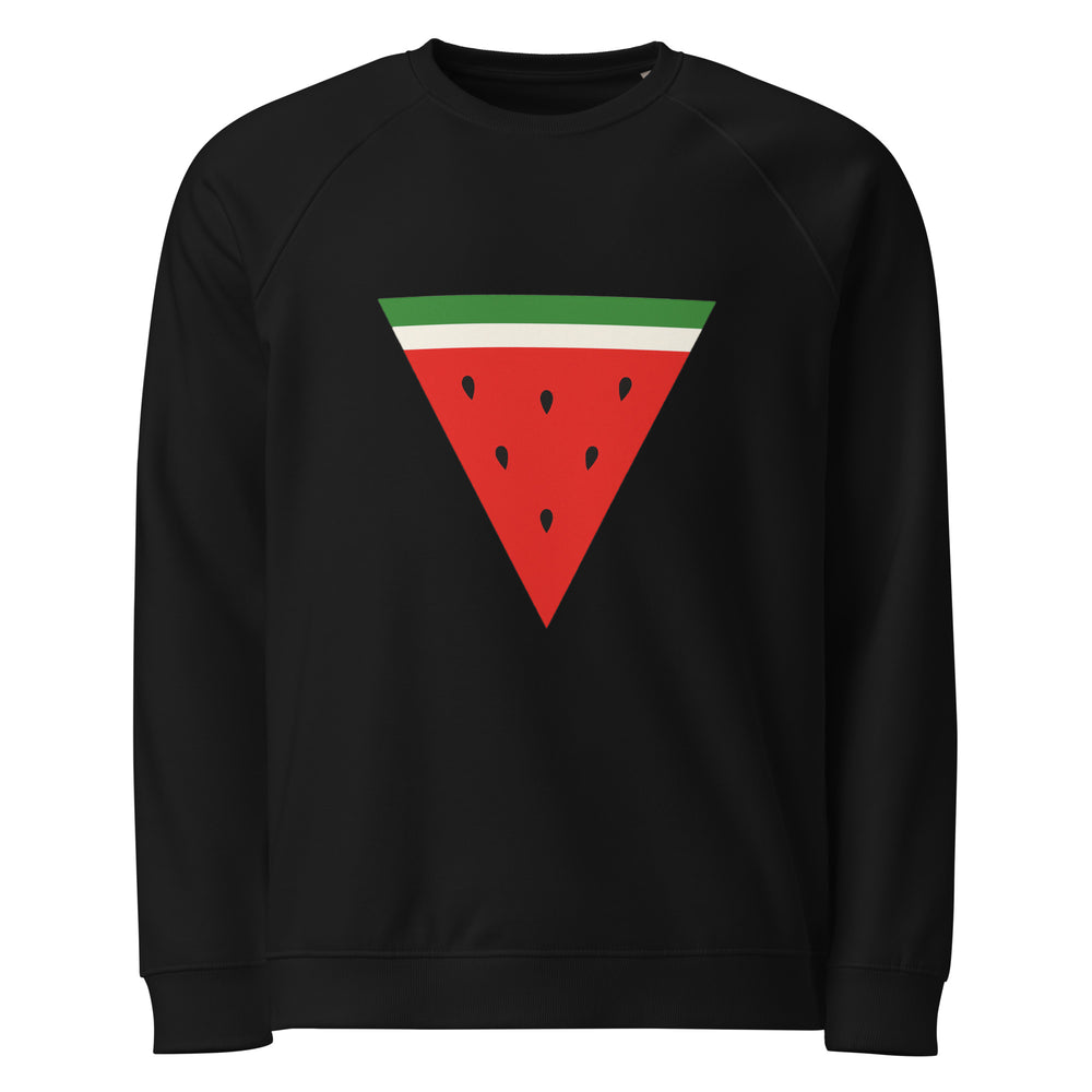 Women organic raglan sweatshirt - Triangle Watermelon, Black