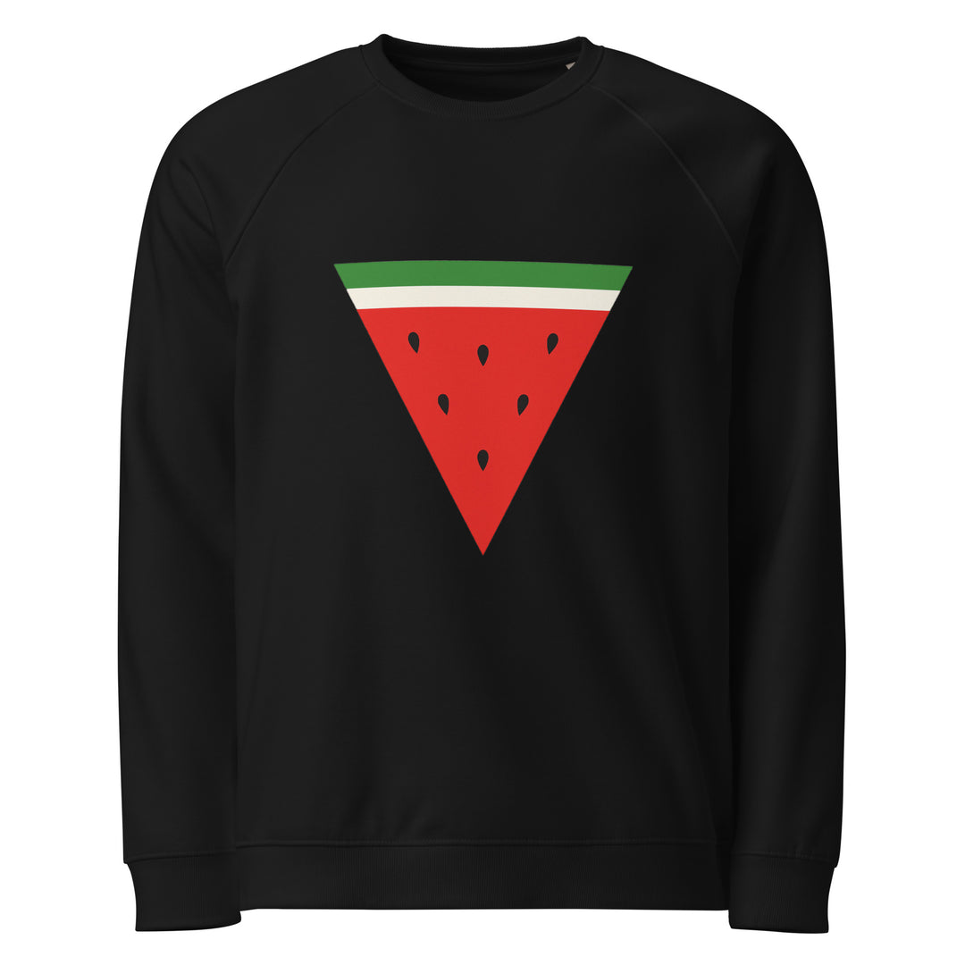 Women organic raglan sweatshirt - Triangle Watermelon, Black