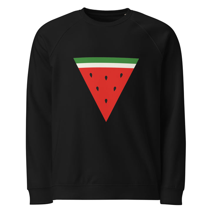 Women organic raglan sweatshirt - Triangle Watermelon, Black