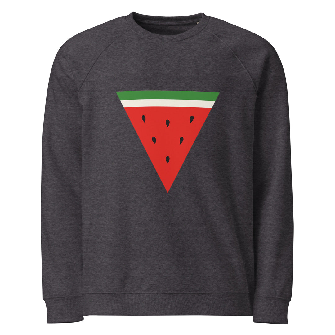 Women organic raglan sweatshirt - Triangle Watermelon, Charcoal Melange