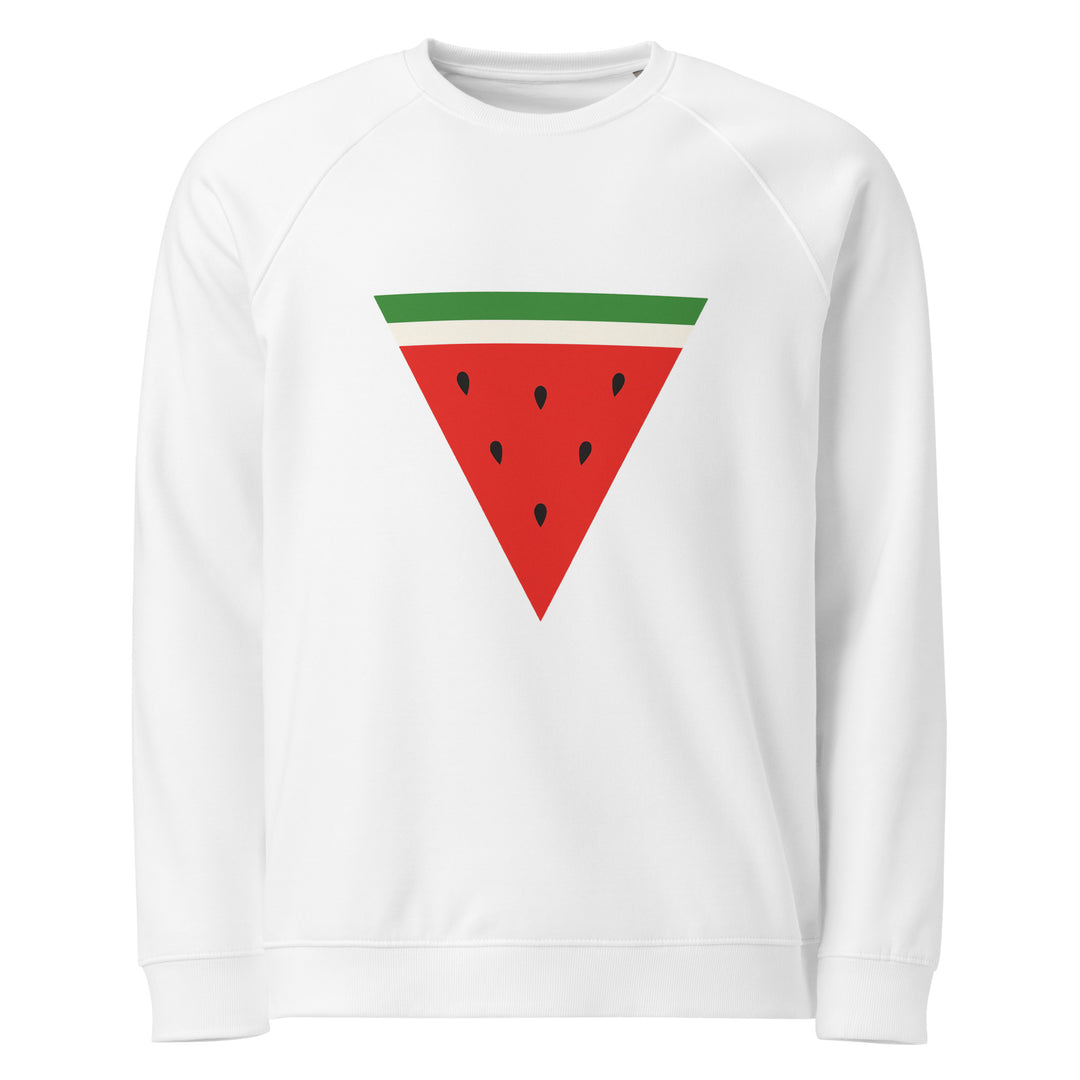 Women organic raglan sweatshirt - Triangle Watermelon, White