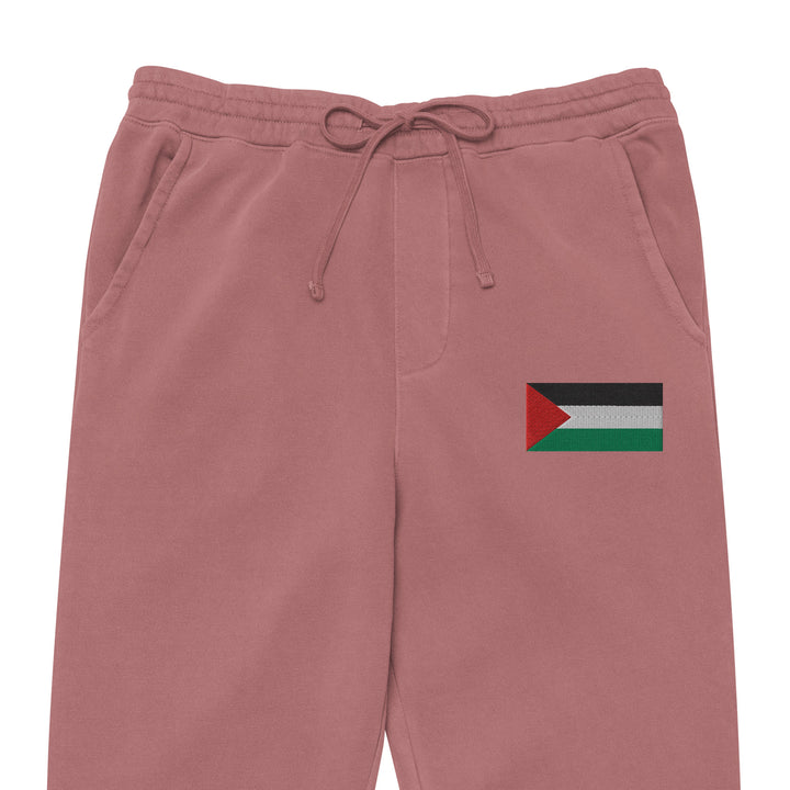 Women pigment-dyed sweatpants - Palestine Flag, Pigment Dyed Sweatpants Pigment Maroon Zoomed In