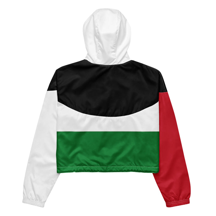 Women’s cropped windbreaker - Palestine Flag, Womens Cropped Windbreaker White