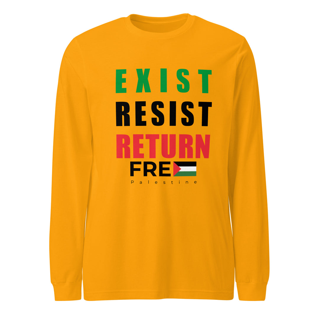 Women’s Long Sleeve Tee - Exist. Resist. Return., Gold