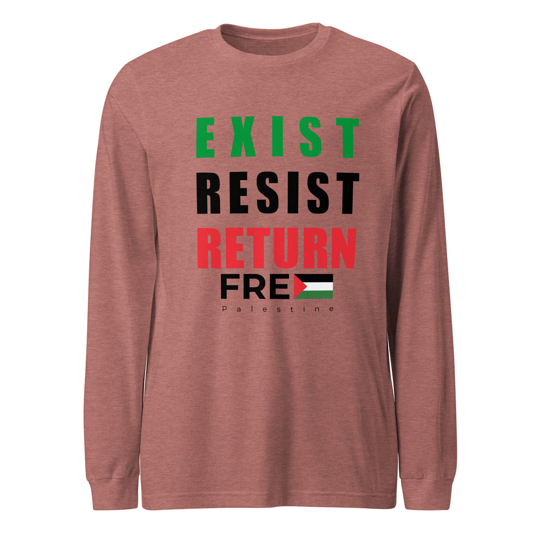Women’s Long Sleeve Tee - Exist. Resist. Return., Heather Mauve