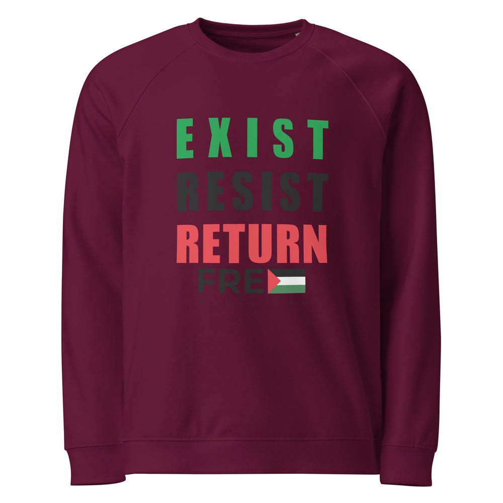 Women’s Organic Raglan Sweatshirt - Exist. Resist. Return., Burgundy