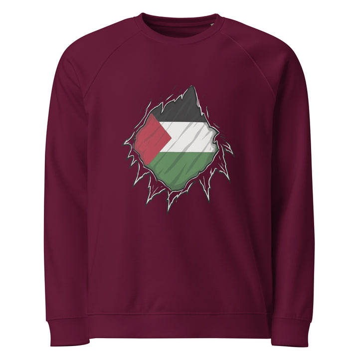 Women’s Organic Raglan Sweatshirt - Palestine Hero, Burgundy