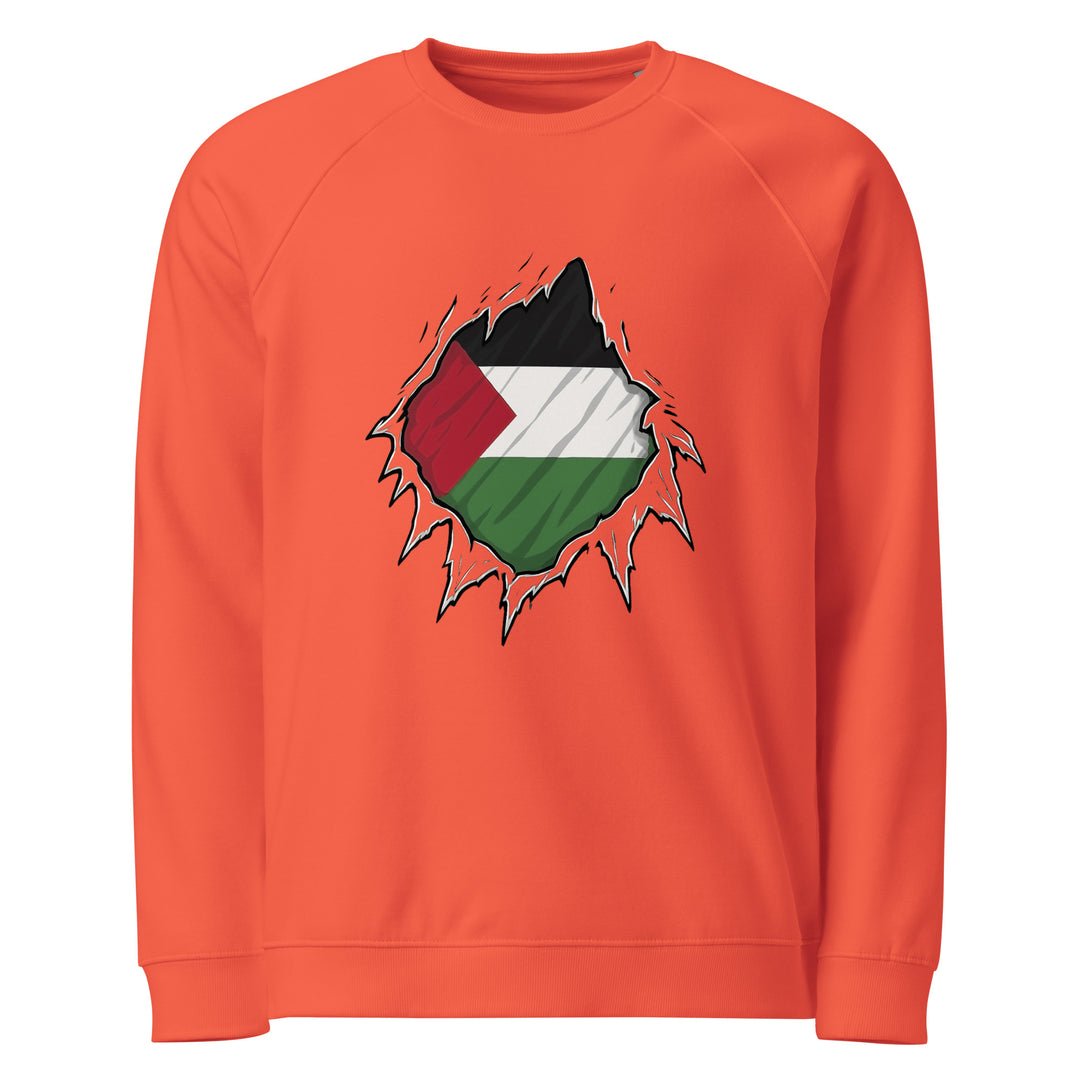 Women’s Organic Raglan Sweatshirt - Palestine Hero, Burnt Orange