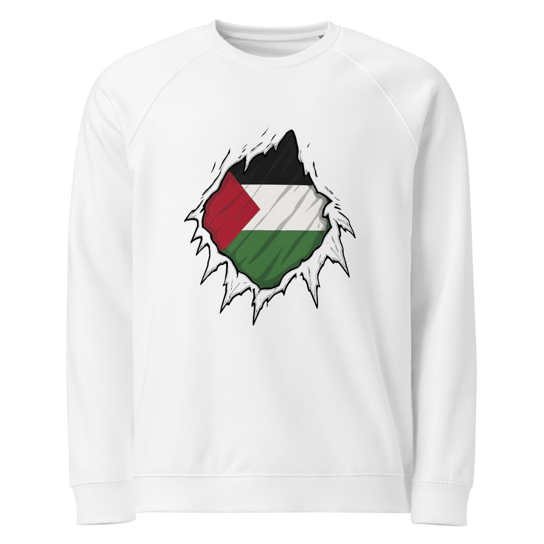 Women’s Organic Raglan Sweatshirt - Palestine Hero, White