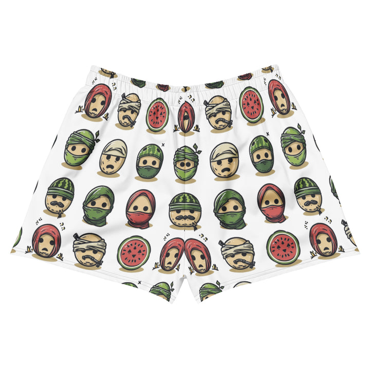 Women’s Recycled Athletic Shorts - Palestine Emoji, White