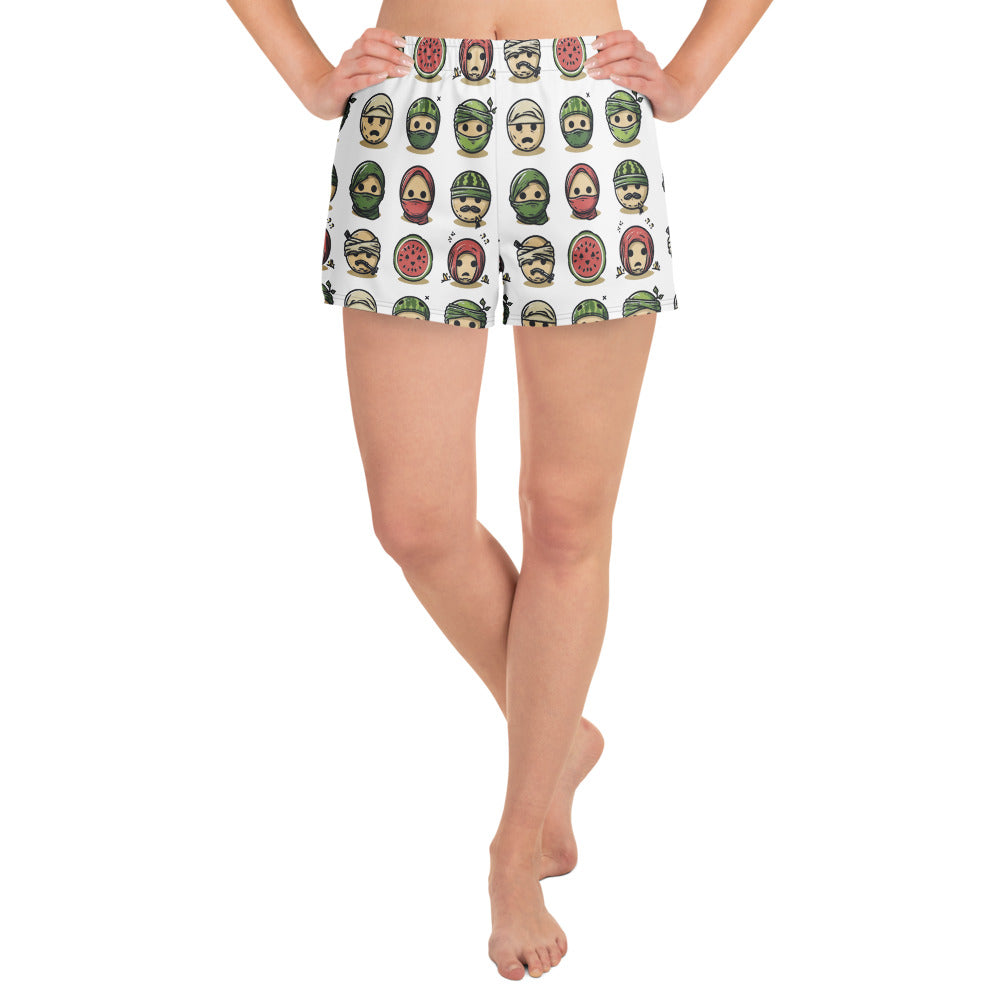 Women’s Recycled Athletic Shorts - Palestine Emoji, White
