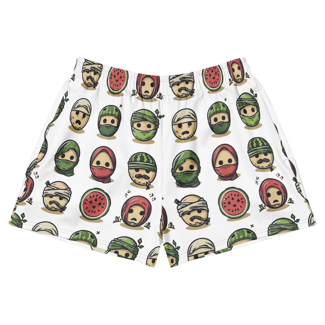 Women’s Recycled Athletic Shorts - Palestine Emoji, White