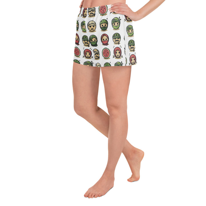 Women’s Recycled Athletic Shorts - Palestine Emoji, White