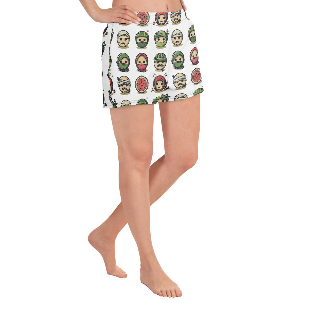 Women’s Recycled Athletic Shorts - Palestine Emoji, White