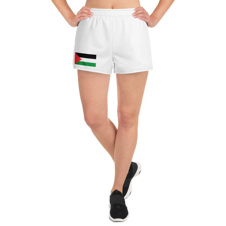 Women’s Recycled Athletic Shorts - Palestine Flag, White