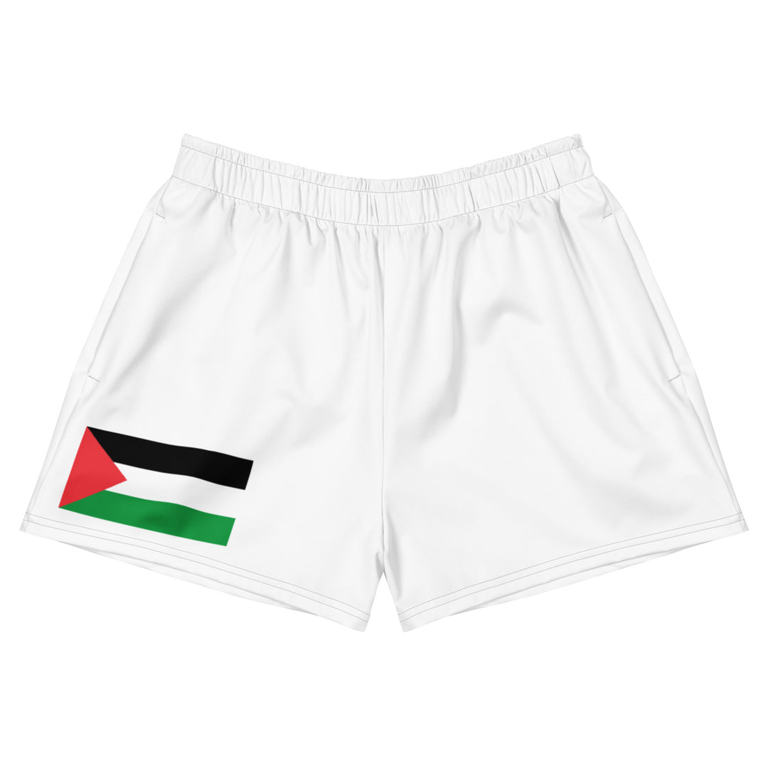 Women’s Recycled Athletic Shorts - Palestine Flag, White