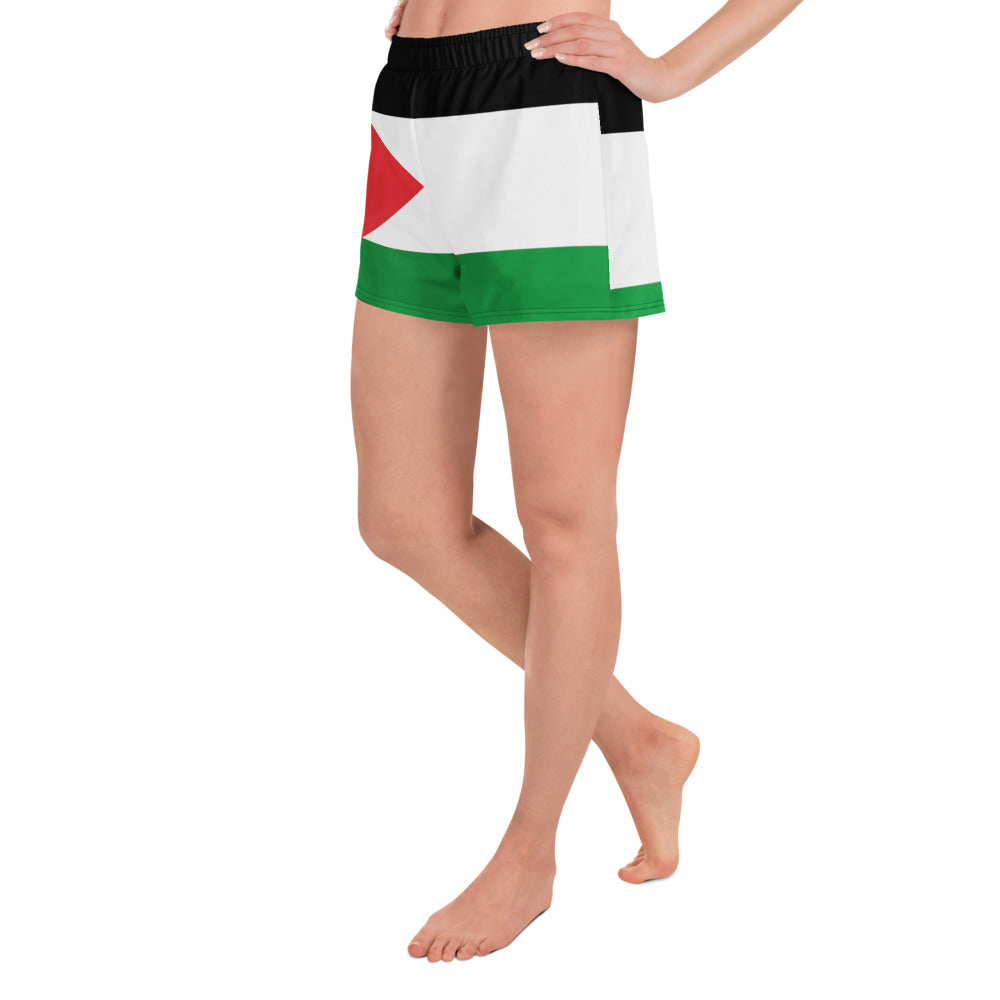 Women’s Recycled Athletic Shorts - Palestine Flag, White