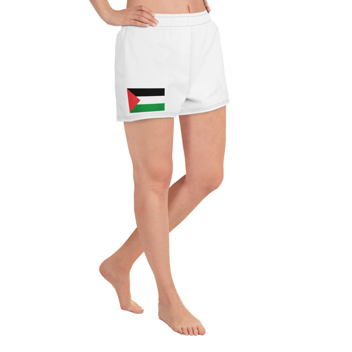 Women’s Recycled Athletic Shorts - Palestine Flag, White