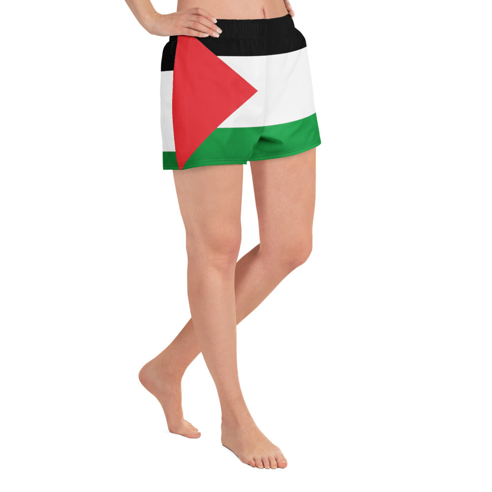 Women’s Recycled Athletic Shorts - Palestine Flag, White