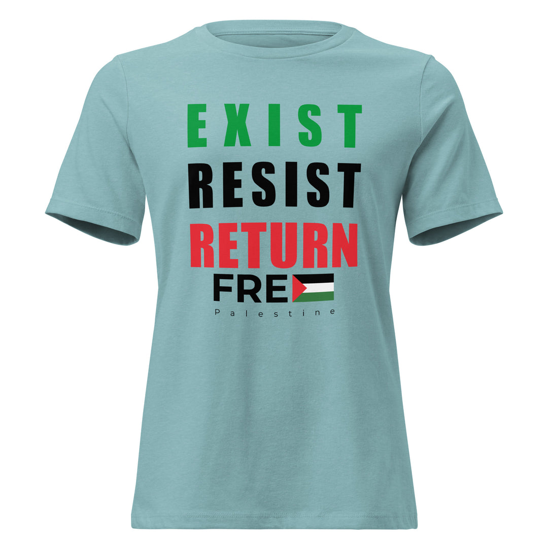Women’s Relaxed T-Shirt - Exist. Resist. Return., Womens Relaxed T Shirt Heather Blue Lagoon
