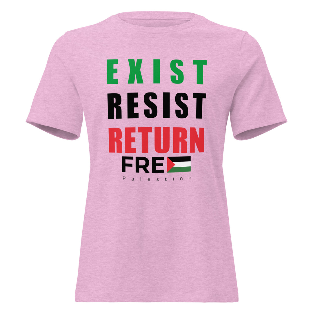 Women’s Relaxed T-Shirt - Exist. Resist. Return., Womens Relaxed T Shirt Heather Prism Lilac