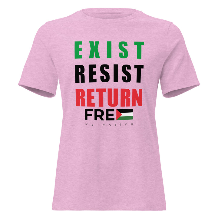 Women’s Relaxed T-Shirt - Exist. Resist. Return., Womens Relaxed T Shirt Heather Prism Lilac