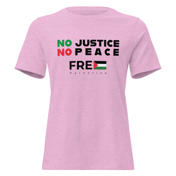 Women’s Relaxed T-Shirt - No Justice No Peace, Womens Relaxed T Shirt Heather Prism Lilac