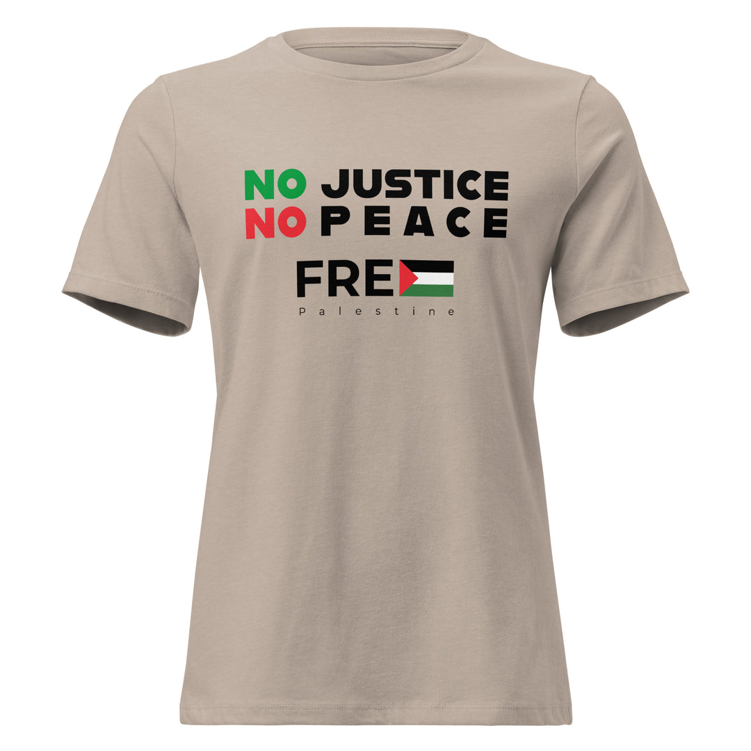 Women’s Relaxed T-Shirt - No Justice No Peace, Womens Relaxed T Shirt Heather Stone