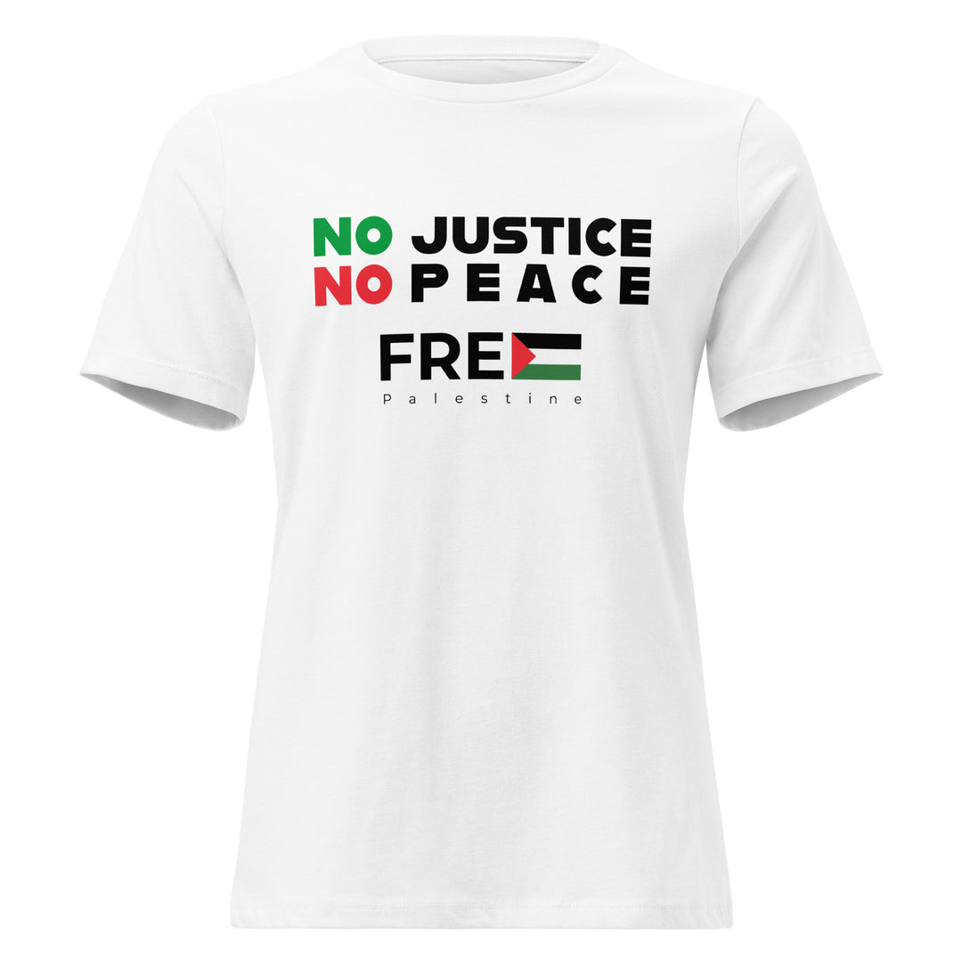 Women’s Relaxed T-Shirt - No Justice No Peace, Womens Relaxed T Shirt White