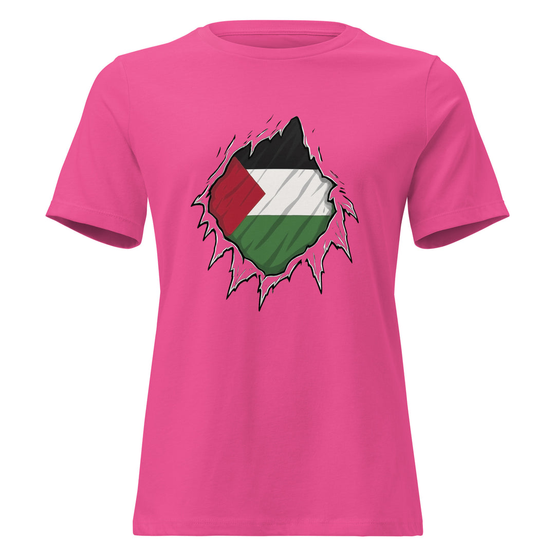 Women’s Relaxed T-Shirt - Palestine Hero, Womens Relaxed T Shirt Berry