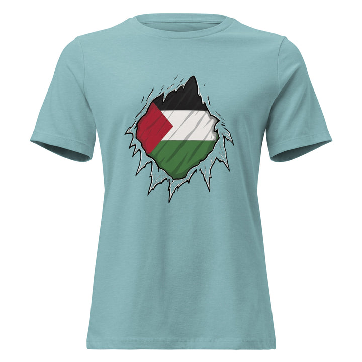 Women’s Relaxed T-Shirt - Palestine Hero, Womens Relaxed T Shirt Heather Blue Lagoon