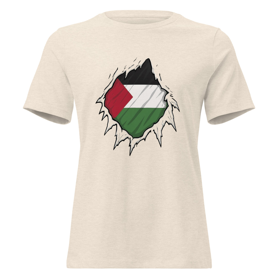 Women’s Relaxed T-Shirt - Palestine Hero, Womens Relaxed T Shirt Heather Prism Natural