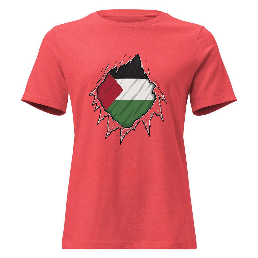 Women’s Relaxed T-Shirt - Palestine Hero, Womens Relaxed T Shirt Heather Red