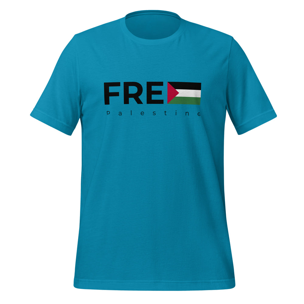 Women T-Shirt - Free Palestine, T Shirt Aqua