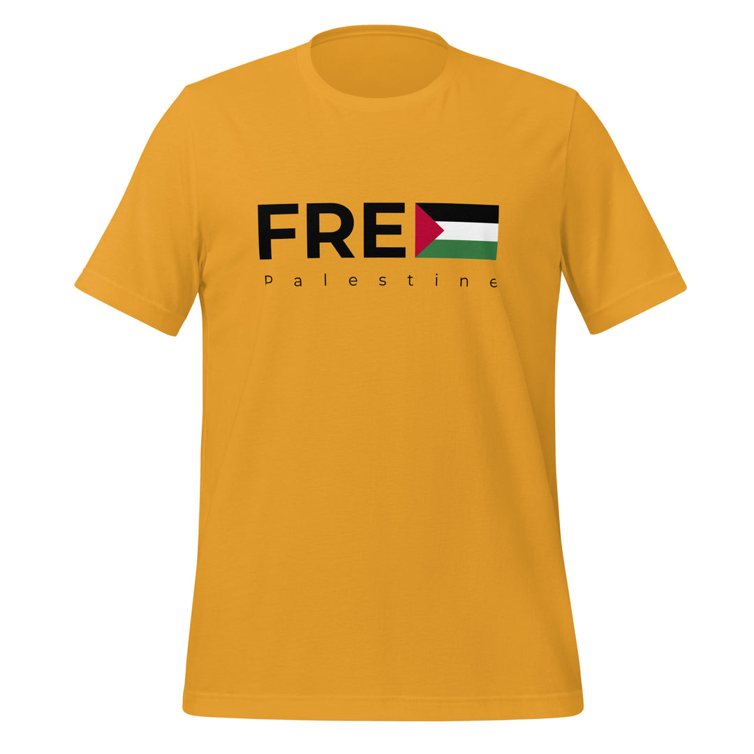 Women T-Shirt - Free Palestine, T Shirt Mustard