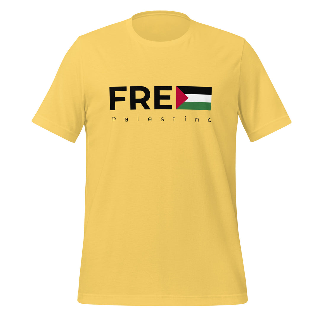 Women T-Shirt - Free Palestine, T Shirt Yellow