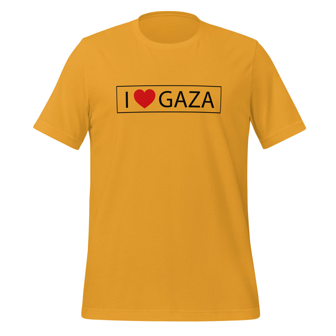 Women T-Shirt - I Love Gaza, T Shirt Mustard