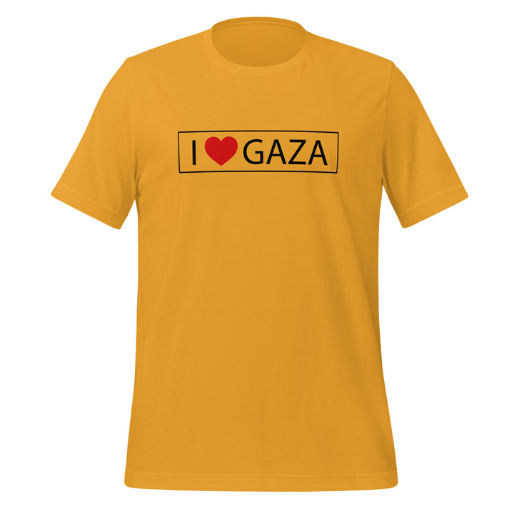 Women T-Shirt - I Love Gaza, T Shirt Mustard
